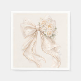 Elegant Bow Floral Baby Shower スタンダードカクテルナプキン