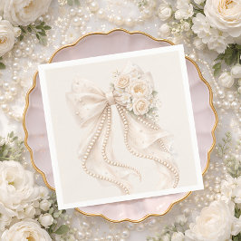 Elegant Bow Floral Baby Shower スタンダードカクテルナプキン