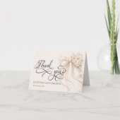 Elegant Bow Floral Baby Shower Thank You Card サンキューカード (正面)