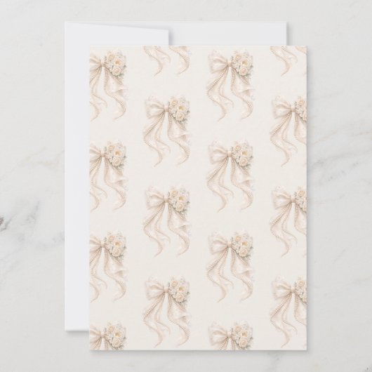 Elegant Bow Floral Boho Girl Baby Shower  招待状 (裏面)