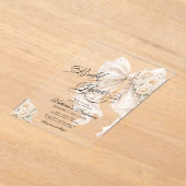 Elegant Bow Floral Bridal Shower  アクリル招待状 (レイダウン)