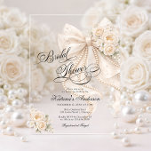 Elegant Bow Floral Bridal Shower アクリル招待状