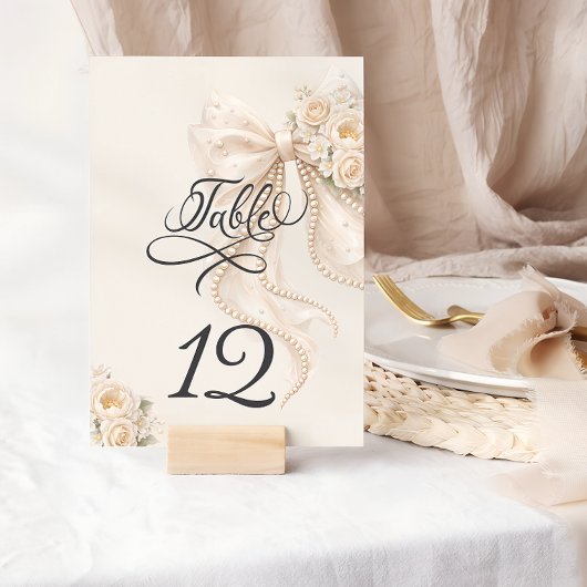 Elegant Bow Floral Table Number