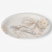 Elegant Bow Flowers Baby Shower ペーパープレート (アングル)