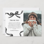 Elegant Bow Graduation Photo サンキューカード (正面)