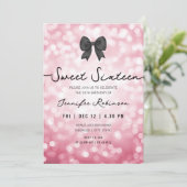 Elegant Bow & Lights Sweet Sixteen Hot Pink  招待状 (スタンド正面)