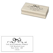 Elegant Bow Merry Christmas Family Return Address ラバースタンプ (押印)
