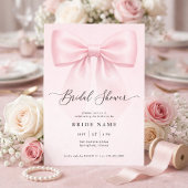 Elegant Bow Modern Script Stripe Bridal Shower 招待状