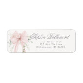 Elegant Bow Neutral Baby Shower Return Address ラベル (正面)