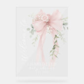 Elegant Bow Neutral Baby Shower Welcome アクリルサイン (正面)