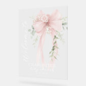 Elegant Bow Neutral Baby Shower Welcome アクリルサイン (傾斜)