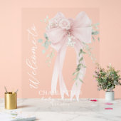 Elegant Bow Neutral Baby Shower Welcome アクリルサイン (ウェディング)