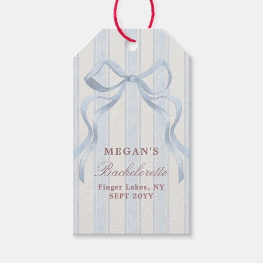 Elegant Bow Personalized Bachelorette Party ギフトタグ (正面)
