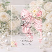 Elegant Bow Pink Floral Bridal Shower  アクリル招待状
