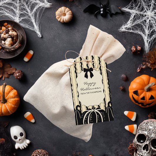 Elegant Bow Pumpkins and Stripes Chic Halloween  招待状