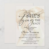 Elegant Bow She's Tying the Knot Bridal Shower 招待状 (正面/裏面)