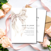 Elegant Bow Wedding Invite, Classic Minimal Modern 招待状