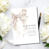 Elegant Bow Wedding Invite, Classic Minimal Modern 招待状