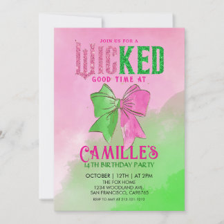 Elegant Bow Wicked Girl Birthday Party  Invitation 招待状