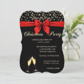 elegant、Bow、Wine Glass、Companyクリスマス・パーティ 招待状 (スタンド正面)