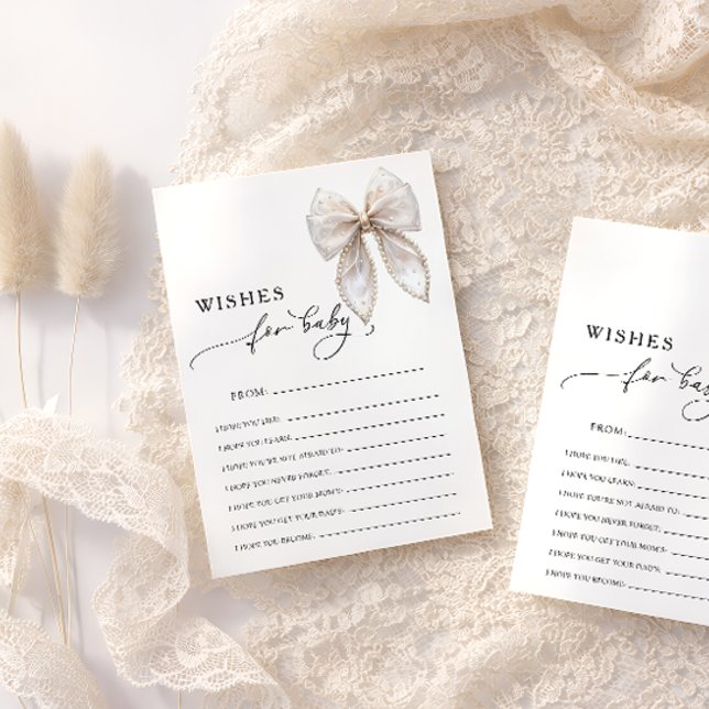 Elegant Bow Wishes For Baby Advice Game Card (クリエイターアップロード済み)