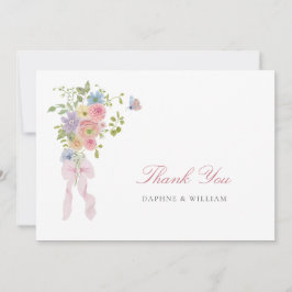 Elegant Bows and Wildflowers サンキューカード