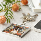 Elegant Boxer Dog William Morris Inspired  キーホルダー (側面)