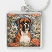 Elegant Boxer Dog William Morris Inspired キーホルダー (正面)