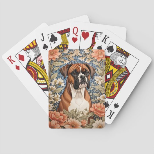Elegant Boxer Dog William Morris Inspired  トランプ (裏面)