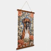 Elegant Boxer Dog William Morris Inspired  吊り下げ型タペストリー (傾斜あり)