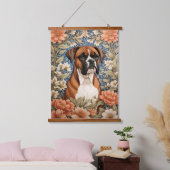 Elegant Boxer Dog William Morris Inspired  吊り下げ型タペストリー (寝室)
