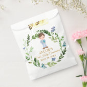 Elegant Boy First Holy Communion Greenery Wreath フェイバーバッグ (封をした状態)
