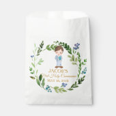 Elegant Boy First Holy Communion Greenery Wreath フェイバーバッグ (正面)