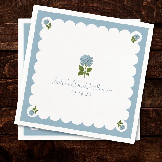 Elegant Bridal Shower Classic Dusty Blue Hydrangea スタンダードカクテルナプキン