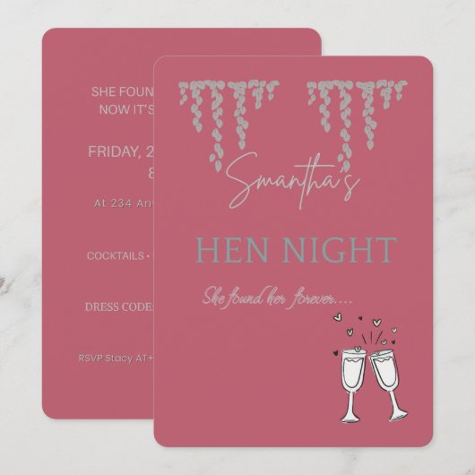 Elegant Bridal Shower Invitation | Illustrated Bri 招待状 (正面/裏面)