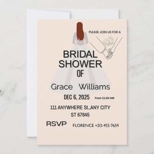 Elegant Bridal Shower Invitation | Printable & Cus (正面)