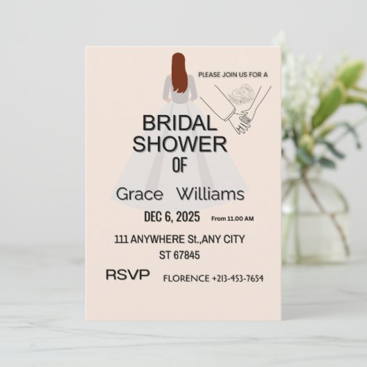Elegant Bridal Shower Invitation | Printable & Cus (スタンド正面)
