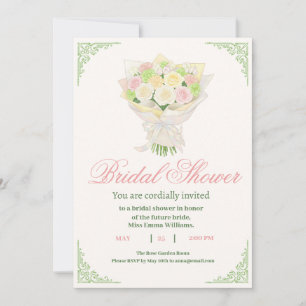 Elegant Bridal Shower Invitation with Japanese セーブザデート