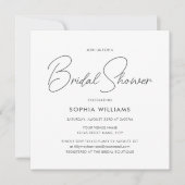 Elegant Bridal Shower Modern Script Pink Stripes 招待状 (正面)