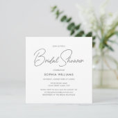 Elegant Bridal Shower Modern Script Teal Stripes 招待状 (スタンド正面)