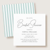 Elegant Bridal Shower Modern Script Teal Stripes 招待状