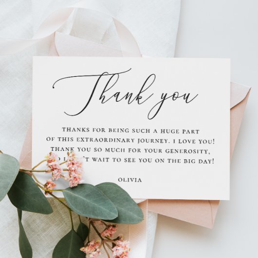 Elegant Bridal Shower Note | Minimalist Script サンキューカード