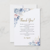 Elegant Bridal Shower with Blue Floral Accents サンキューカード (正面)