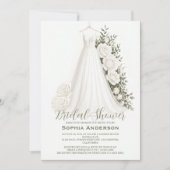 Elegant Bridal Shower with Wedding Dress  招待状 (正面)