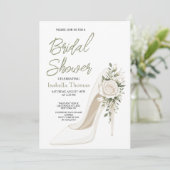 Elegant Bridal Shower with White Floral High Heel 招待状 (スタンド正面)