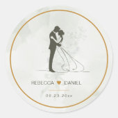 Elegant Bride and Groom Wedding Thank You Sticker ラウンドシール (正面)