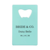 Elegant Bride & Co. Bridal Shower Teal クレジットカード栓抜き (裏面)
