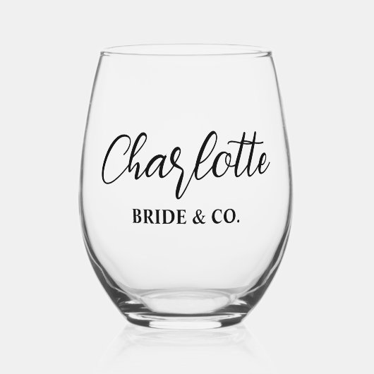 Elegant Bride & Co. Bridal Shower Teal ステムなしワイングラス (正面)