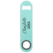 Elegant Bride & Co. Bridal Shower Teal スピード栓抜き (裏面)