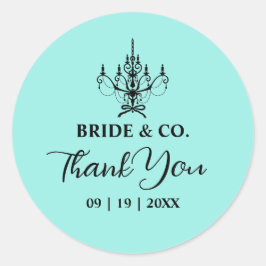 Elegant Bride & Co. Bridal Shower Teal ラウンドシール
